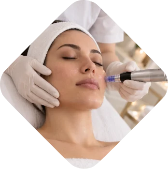 Microneedling pen treatment on the face
